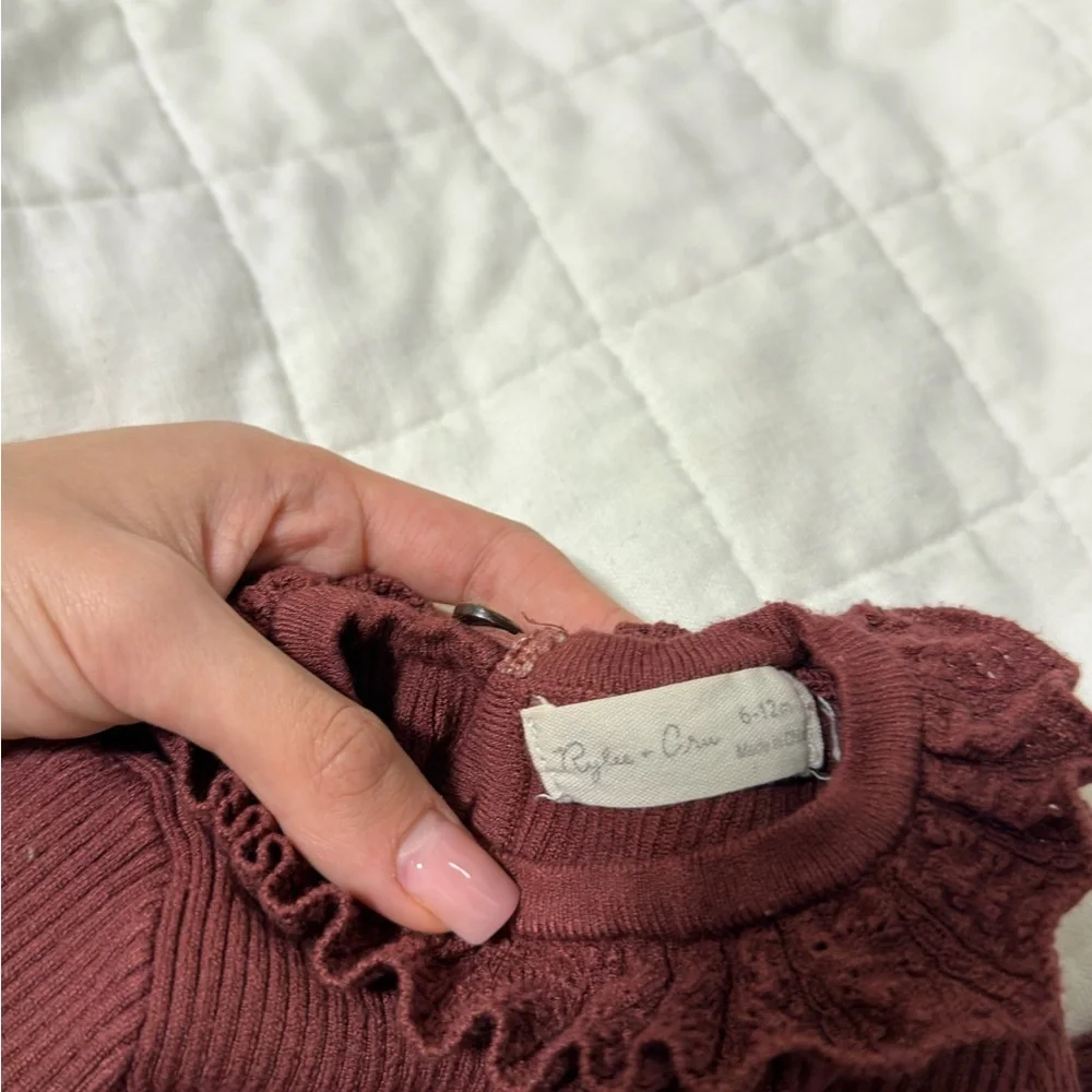 Rylee + Cru Maroon Ruffle Bodysuit 6-12 M - Picture 3 of 4